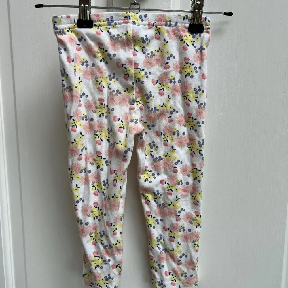 Simple Joys by Carter’s 12M White, Pink, Yellow, Blue Floral Girls Legging Pants